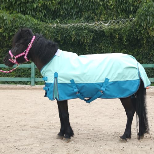 1200D Mini Horse/Pony Blanket 0g No-Fill Waterproof Turnout Sheet - color: Turquoise, size: 42"