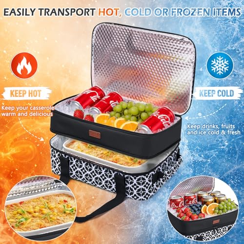 BAGSPRITE Double-Layer Insulated Casserole Carrier for 9" x 13" Baking Dish - color: Black