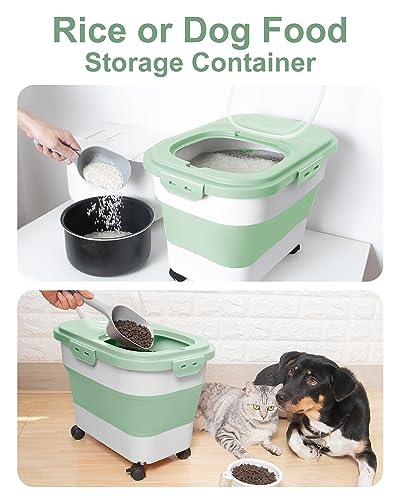 20-30 Lbs Rice Storage Container,Collapsible Food Storage Container - color: Light Green/20-30LBS