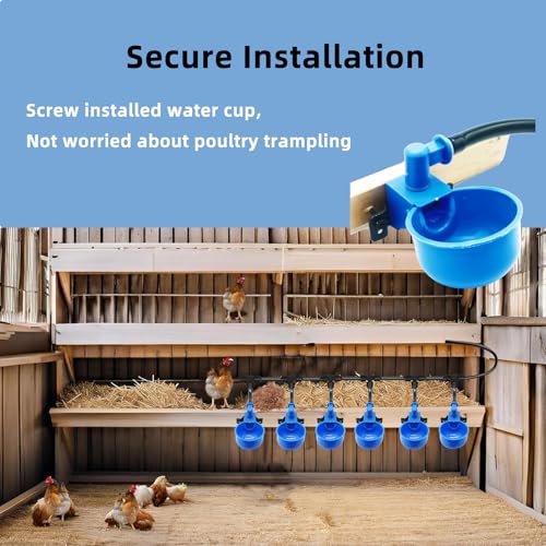 Automatic Chicken Waterer, 6 Cups Float Controlled No-Spill Dispenser