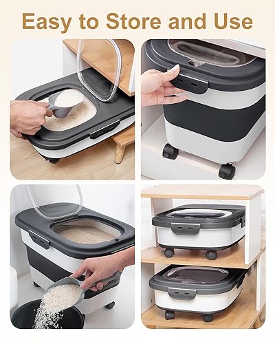 20-30 Lbs Rice Storage Container,Collapsible Food Storage Container - color: Black/20-30LBS