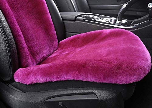 OGLAND Black Fuzzy Sheepskin Car Seat Cover | Soft Natural Fur Wool Cushion - color: Black