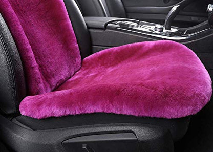 OGLAND Black Fuzzy Sheepskin Car Seat Cover | Soft Natural Fur Wool Cushion - color: Black