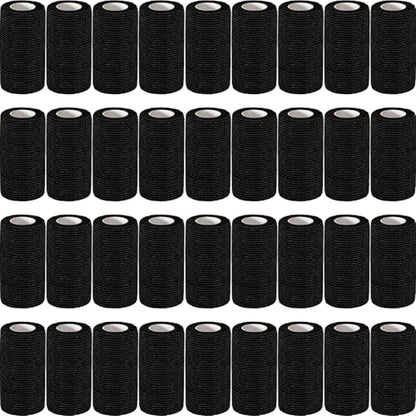 AZEN 36 Pack Self Adhesive Bandage Wrap, 4" X 5 Yards Elastic Cohesive Bandage Wrap, Black Athletic Tape, Tattoo Grip Tape Wrap, Vet Wrap, Ankle Tape - color: Black, size: 4IN - 36Pack