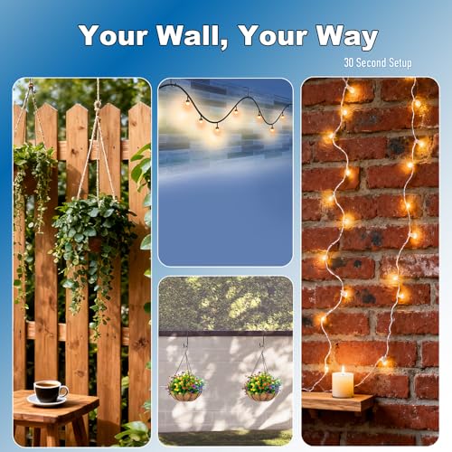 Adjustable Outdoor Light String Hooks for 3.6-6 inch Concrete Cinder Block Wall and Fences,6 Pcs Metal No Drill String Light Hangers,Outside Hanging Rope Lights Cable Cord Holders Organizer (3.6-6 in) - size: 3.6-6 in