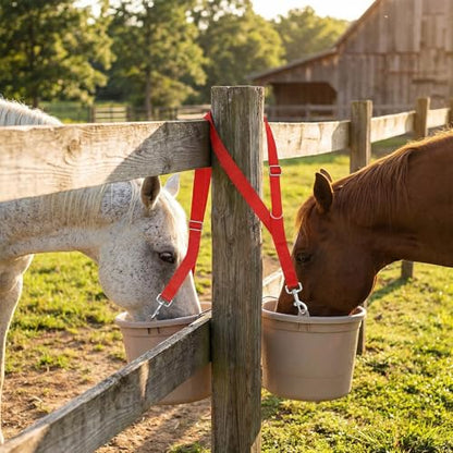 4Pcs Horse Bucket Strap Hangers Nylon Straps Hanging Feed Tack - color: Red