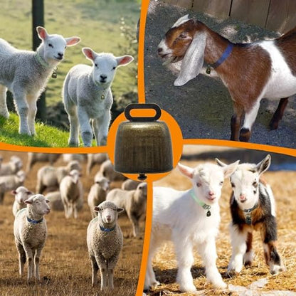 5 Pack Reflective Goat Collars with Grazing Copper Bells and Adjustable Nylon Collar with Anti-Lost Loud Bronze Bell for Farm Animal Goat Sheep Horse Cow(Size:M Neck:14-20") - size: M-Medium(Neck 14-20")