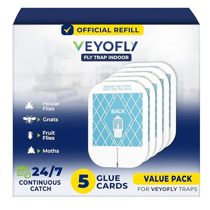 VEYOFLY Official Refill Fruit Fly Traps Indoor, Gnat Trap | 5-Pack - color: White, size: 5 Refills