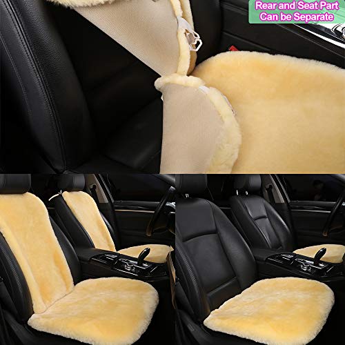 OGLAND Fuzzy Sheepskin Car Seat Cover for Soft Fur Genuine Wool Cushion - color: Teak