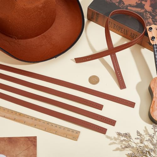 FINGERINSPIRE 5Pcs PU Leather Straps for DIY Horse Harness Strap Making 21.65x0.55x0.1 inch Smooth Replacement Imitation Leather Crown Replacement Break Away Crown Strap - color: Coconut Brown