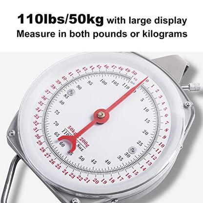 Mechanical Hanging Scales 110lbs/50kg with Calf Sling | Weighing Sling for Calves Lambs Goats Newborn Livestock Dogs, High Accuracy Large Display Spring Dial Weight Scale - color: B2:Gray Hanging Scale 110lbs/50kg&Calf Sling