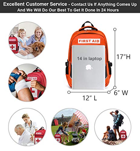 First Aid Bag Empty Red Emergency First Responder Trauma Multi-Pocket Traveling Field Trips Camping Essentials (Orange, 1 Piece) - color: Orange, 1 Piece