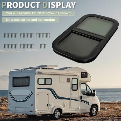 HECASA Vertical RV Window 12" W x 22" H, Replacement Cargo Trailer Windows - size: 12" W x 22" H