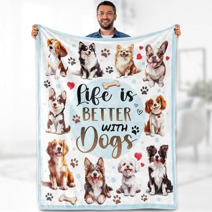 Dog Blanket Gifts for Women Kids Girls Boys Cute Puppies Pet Lovers Themed Throws Soft Cozy Bed Couch Plush Birthday Christmas Lightweight Blanket 50"x60" - color: Dog, size: 50"x60"