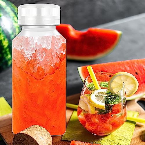 XYSMZM 8 Pcs 8 Oz Juice Bottles Plastic Mini Fridge Bottles with White Lid - size: 8 Ounce