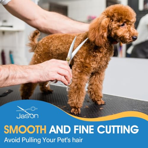 JASON Curved Dog Grooming Scissors - 7 Inch Professional Shears Rosegold - color: Rosegold, size: 7