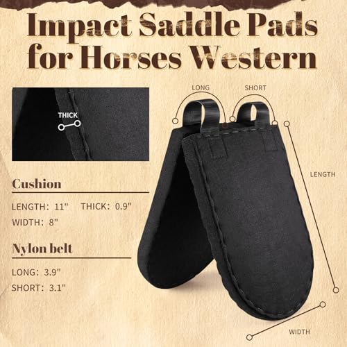 Western Saddle Pad Black Felt Horse Saddle Pads Western Saddle Pads for Horses with Ease Wither Wool Shims Benefit Saddle Fit Comfortably with Thick Withers