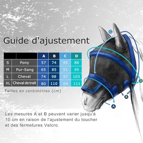 Harrison Howard Maskology Supreme Nylon Framework Micro-Woven Material UV-Proof Horse Fly Mask Grey-Cob - size: Cob (Medium)