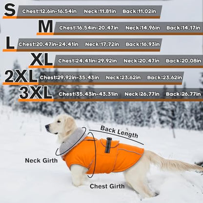 Lelepet Dog Coat Waterproof Dog Jacket Fleece Vest with Adjustable Buckle - color: Orange, size: S