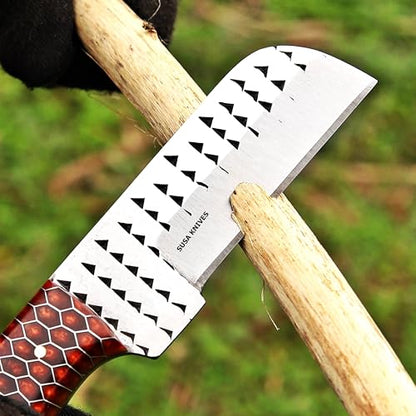 Custom Handmade 7'' fixed blade hoof rasp knife/Cow boy knife/Bull cutter Cowboy knives with pancake leather sheath (COOPER CONE) - color: COOPER CONE