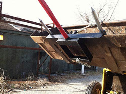 Front Loader Bucket Hay Bale Spear Attachment w/ 49" Bale Spear & Stabilizer Spikes, Rated 3000 LB - size: 1 x 49"