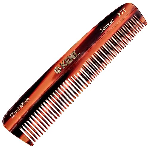 Kent R7T Double Tooth Comb, Fine/Wide Tooth for Hair, Beard and Mustache Grooming, Coarse/Fine for Men, Women and Kids - Saw Cut, Hand Polished, Handmade in England (3 pack) - color: Tortoiseshell, size: 3 Pack