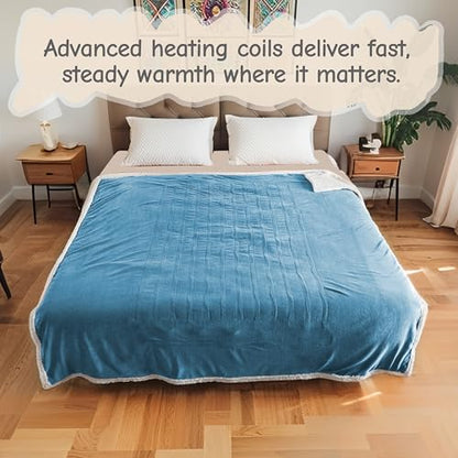 Soypipo Electric Heated Blanket 62"x84", 9 Heat Settings 10-Hour Auto-Off - color: 11-blue, size: Twin 62"x84"