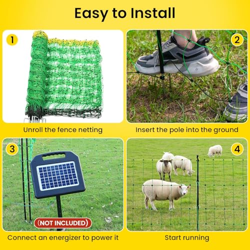 Rintea Electric Fence Netting, 42.6 in H x 164 ft L, Livestock Fence
