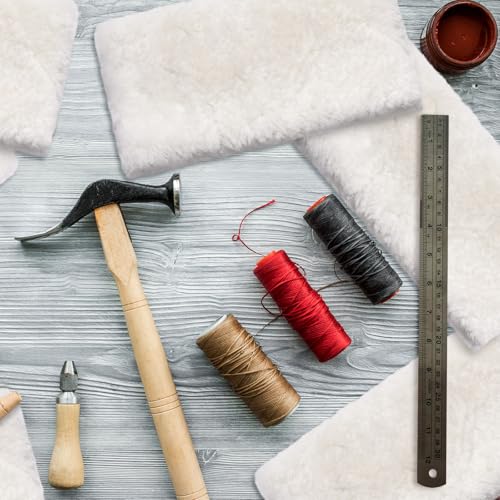 Yoojahow 20 Pcs Sheepswool Leather Remnants, Pure Sheepskin Lambs Wool Scrap, Sheep Leather and Wool, 10" x 5" Sheepskin Pad Scrap for Polishing Cleaning Painting Staining Arts & Crafts