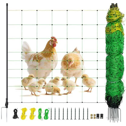 Electric Fence Netting, 164'L x 35.4" H Electric Fence Kit for Livestock, Goat, Dog, Hogs, Double Spiked Portable Electric Poultry Farm Fence, Electric Mesh Fence - size: 164'L x 35.4" H