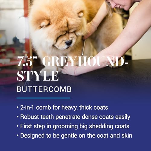 Chris Christensen 003 7.5 in. F/XC Greyhound-Style Butter Comb, Groom Like a Professional, Rounded Corners Prevent Friction and Breakage, Solid Brass Spin with Steel Teeth, Chrome Finish. - size: 003 - 7.5 Inch Extra Coarse/Fine