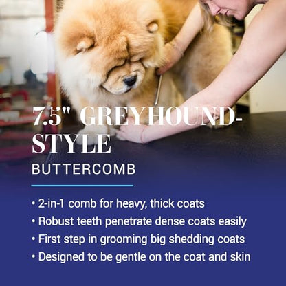 Chris Christensen 003 7.5 in. F/XC Greyhound-Style Butter Comb, Groom Like a Professional, Rounded Corners Prevent Friction and Breakage, Solid Brass Spin with Steel Teeth, Chrome Finish. - size: 003 - 7.5 Inch Extra Coarse/Fine