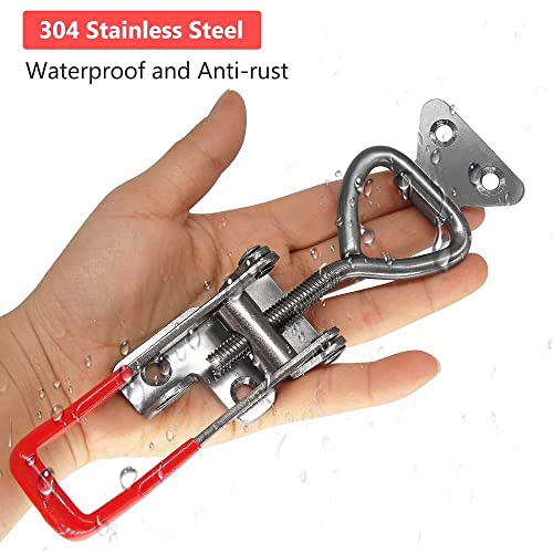 4003 Toggle Latch Clamp, 304 Stainless Steel Adjustable Toggle Latches With Lock Hole, 1320Lbs Holding Capacity Heavy Duty Toggle Clamp for Smoker Lid Jig, ToolBox Case, 2pack