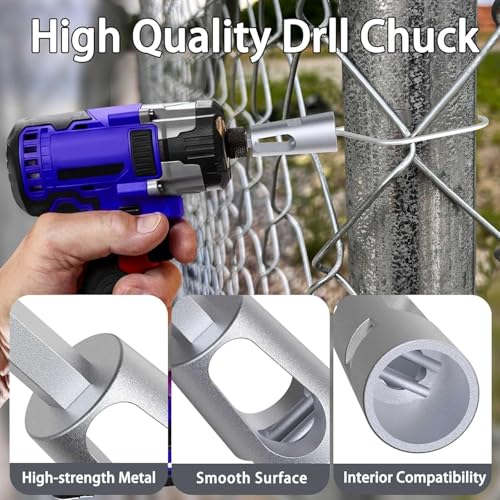 100 Pcs T Post Clips Kit, Metal Wire Fence Clip & 1 Drill Chuck, Galvanized Steel Tie Preformed T-Post Fence Clips 11 Gauge Fence Ties Fast Installation Farm Garden&Livestock Fencing T/U-Posts(Silver) - size: 100PCS