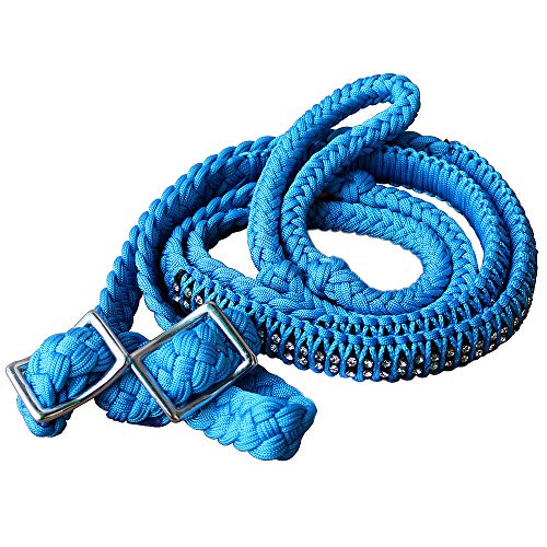 HILASON Braided Poly Barrel Reins 1" X 8Ft Flat Grip Knots - style: DLPA124
