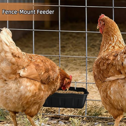 Hanging Chicken Feeders,Duck Feeder Waterer,Small Feed Trough 1.3 Quart 2 Pack,Hanging Fence Feed Trough for Poultry,Black - color: Black, size: 1.3 Quart (2 Pack)