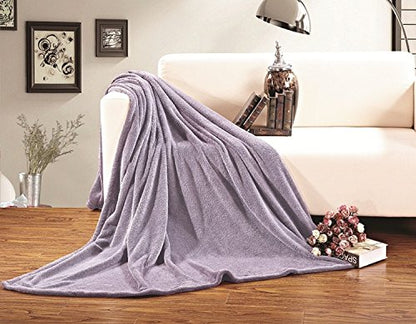 Elegant Comfort Micro-Fleece Ultra Plush Luxury Solid Blanket, King, Lilac - color: Lilac, size: King/Cal King
