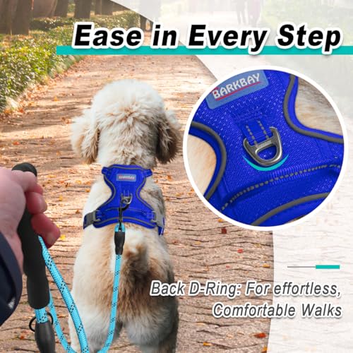 BARKBAY Dog Harness for Small Sized Dog No Pull Mesh 2 Clips Dog Vest - color: Sapphire Blue-Mesh, size: X-Small