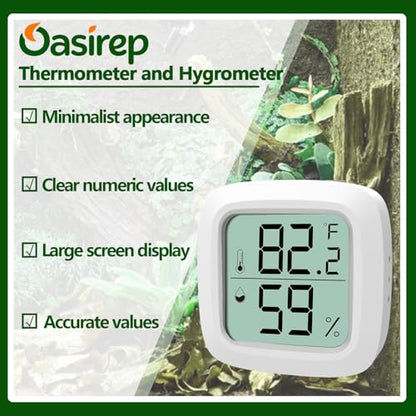 2-Pack Reptile Thermometer and Hygrometer – LCD Digital Temp & Humidity Monitor for Bearded Dragon, Gecko, Snake Tanks, Incubation Boxes, Indoor Pet Habitats - size: White-2PCS