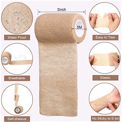 Treela 48 Pack Self Adhesive Wrap Bandage,Nude,3 Inches X 5 Yards - color: Nude, size: 3 Inch X 5 Yard