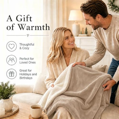 Electric Heated Blanket 62"x84" Twin Size - Light Brown | Safe All Night, Dual-Sided Microplush Sherpa for Bedroom Use, 4 Heat Settings & 10 Hours Auto Off, Machine Washable - color: 20-light Brown, size: Twin(62"x84")