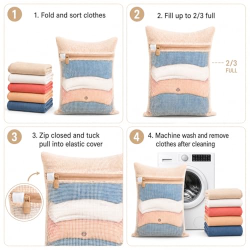 3-piece set extra-large 20×23.6 inch durable organic cotton mesh laundry bags, with sturdy zippers and breathable mesh, perfect for delicate items like underwear, clothes, pants, and socks. - size: Extra Large