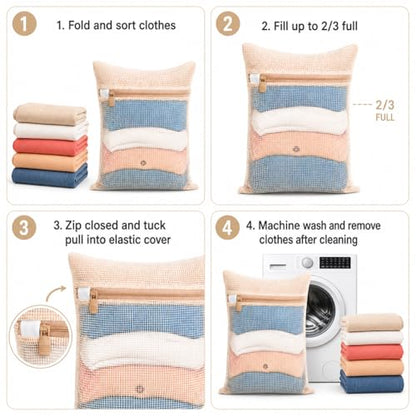 3-piece set extra-large 20×23.6 inch durable organic cotton mesh laundry bags, with sturdy zippers and breathable mesh, perfect for delicate items like underwear, clothes, pants, and socks. - size: Extra Large