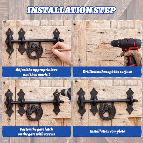 LEIFIDE Horseshoe Door Latch Heavy Duty Steel Barn Stall Door Latch Left and Right Side Doors Latches for Sliding Barn Doors Vinyl Fence Shed
