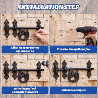LEIFIDE Horseshoe Door Latch Heavy Duty Steel Barn Stall Door Latch Left and Right Side Doors Latches for Sliding Barn Doors Vinyl Fence Shed