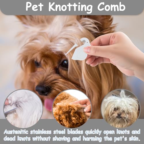 7 Pack Pets Grooming Brush Comb Kit,Double-Side Deshedding Dematting Dog Brush,Undercoat Rake for Dogs & Cats,with Metal Comb,Flea Comb,Open Knot Comb,Fine-Teeth Comb,Tear Stain Remover Comb - style: Pet Combs with Deshedding Brush