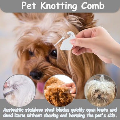 7 Pack Pets Grooming Brush Comb Kit,Double-Side Deshedding Dematting Dog Brush,Undercoat Rake for Dogs & Cats,with Metal Comb,Flea Comb,Open Knot Comb,Fine-Teeth Comb,Tear Stain Remover Comb - style: Pet Combs with Deshedding Brush