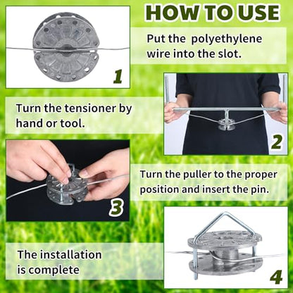 12 Pcs Fence Tightener Electric Wire Tensioner with 4mm Galvanized Pin, Heavy Duty Aluminum Rapid Inline Ratchet Strainer for Farm Ranch Orchard Post Repair