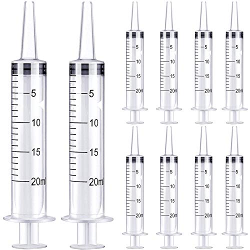 20ml Plastic Oral Syringe Without Needle for Liquid Lab Medicine Dropper | 10Pack 20 ml / 20 cc, Individually Packaged Ideal for Beverage Dispensing, Thick Liquids Irrigation, Food and Water Feeding