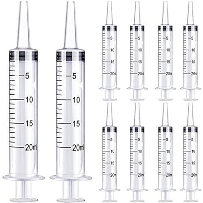 20ml Plastic Oral Syringe Without Needle for Liquid Lab Medicine Dropper | 10Pack 20 ml / 20 cc, Individually Packaged Ideal for Beverage Dispensing, Thick Liquids Irrigation, Food and Water Feeding